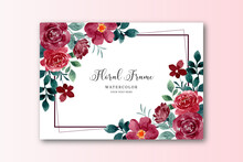 Watercolor Red Rose Flower Frame Background