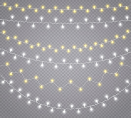 Wall Mural - glowing lights garland christmas, led neon lamp.