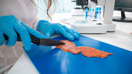 Sticker - Inspection of meat and fish quality in the food quality laboratory