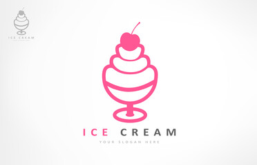 Poster - Ice cream logo vector. Food design.