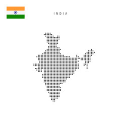square dots pattern map of india. indian dotted pixel map with flag. vector illustration