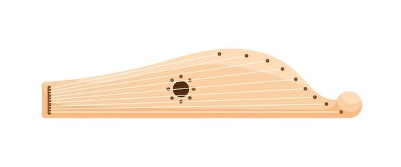 Russian Gusli, traditional folk Slavic plucked music instrument with strings. Colored flat vector illustration isolated on white background