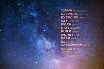 Galaxy background with text