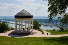 Niederwaldtemple, Built In 1788 With A View Over The River Rhine Near Rüdesheim Am Rhein.