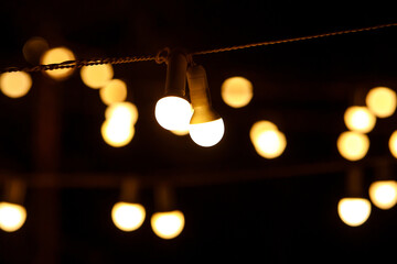 The chain of light bulbs at event.