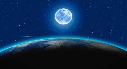 Wall Mural - The blue Moon as seen from the surface of the planet Earth 