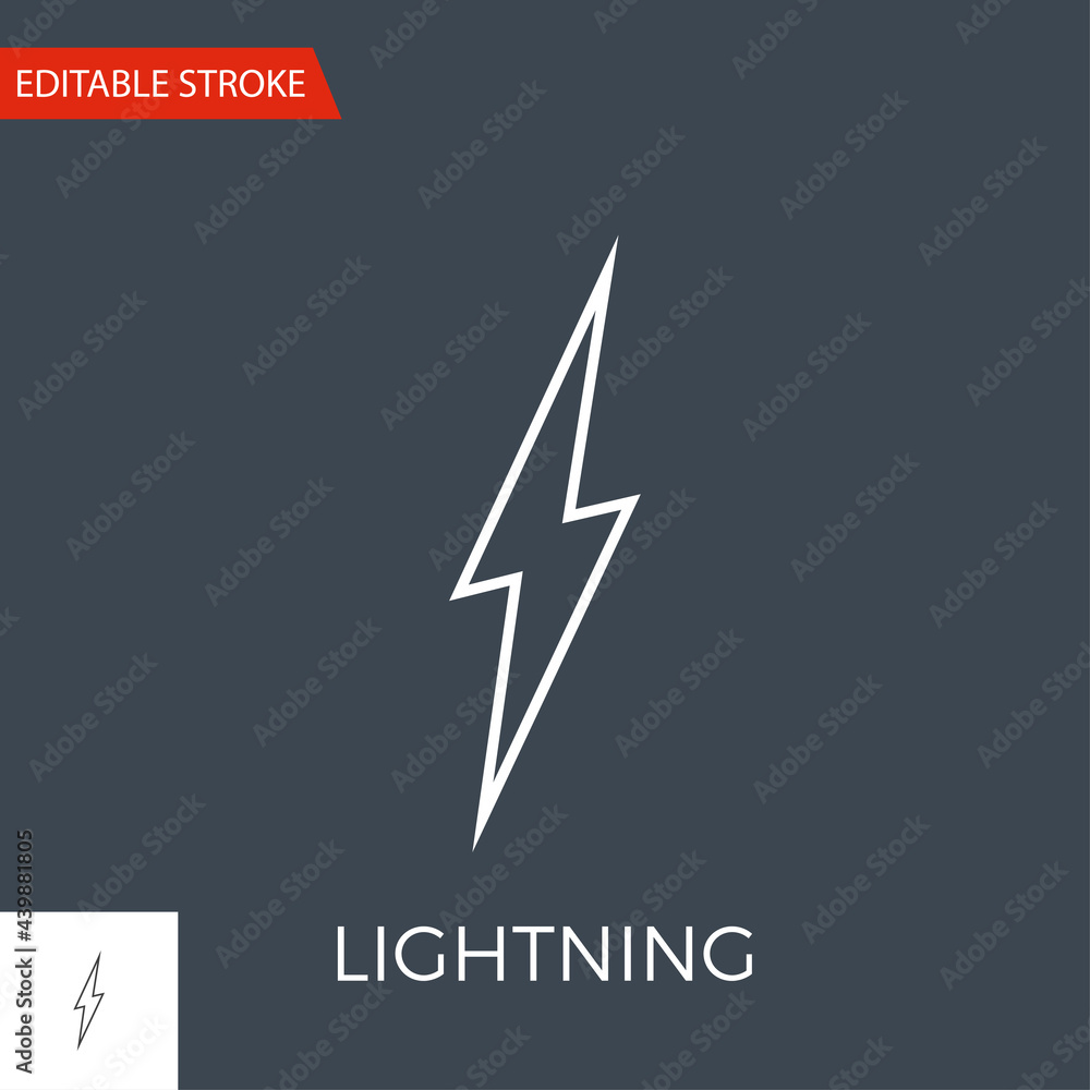 Lightning Vector Icon. Thin Line Vector Illustration. Adjust stroke ...