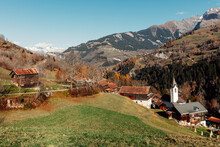 Traditional Mountain Village In Switzerland