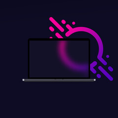 Wall Mural - glassmorphism style. laptop template. notebook icon. realistic glass morphism effect with set of tra