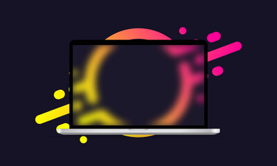 Wall Mural - Glassmorphism style. Laptop template. Notebook icon. Realistic glass morphism effect with set of transparent glass plates. Vector illustration