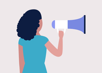 Sticker - Young woman speaks into a megaphone