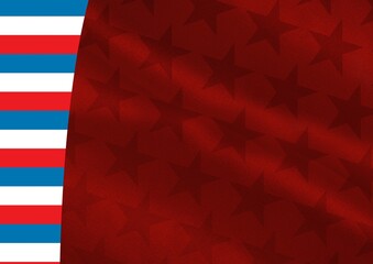 Canvas Print - Composition of red stars with red, white and blue american flag stripes in background