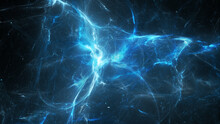 Blue Glowing Multidimensional Plasma Force Field In Space