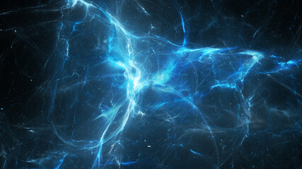 Wall Mural - blue glowing multidimensional plasma force field in space