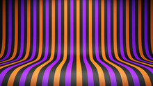 Halloween Studio Background With Orange, Purple, And Black Vertical Stripes. Vector Illustration