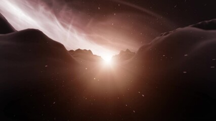 Wall Mural - artistic fictional outer space planet landscape animation.