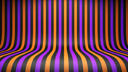 Wall Mural - halloween studio background with orange, purple, and black vertical stripes. vector illustration