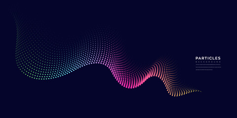 Poster - Wave vector element with abstract colorful lines on black background use for banner, poster, website. Curve flow motion illustration.