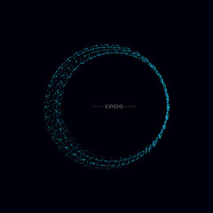 abstract vector explosion dots line equalizer circle shape isolated technology background. big data 