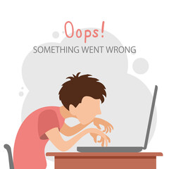 boy at the computer and oops