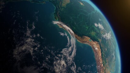 Wall Mural - rainforest of amazon in south america from the space view, realistic planet earth rotation
