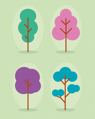 Sticker - colorful trees set