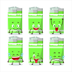 Sticker - Cartoon character of green bubble gum with smile expression. Vector illustration