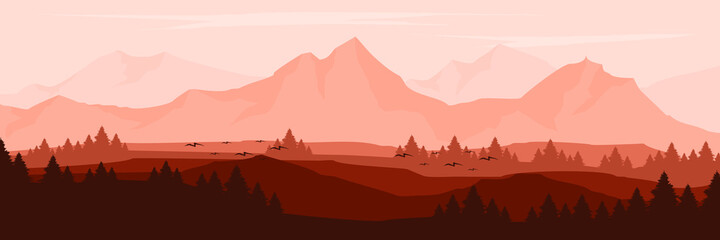 Poster - landscape mountain scenery vector illustration for pattern background, wallpaper, background template, and backdrop design	
