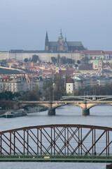 Poster - Vertical shot of the Vysehrad railway bridge in Prague, Czechia