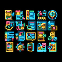 Canvas Print - Audit Finance Report neon light sign vector. Glowing bright icon Researching Company Financial Audit And Documentation, Calculating Credit And Debit Illustrations