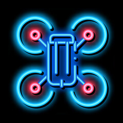 Wall Mural - drone flying toy neon light sign vector. Glowing bright icon drone flying toy sign. transparent symbol illustration