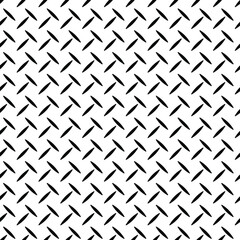 Metal chequer plate illustration. Asymmetrical single bar diamond checker plate. Seamless black and white geometric ornamental vector pattern no.1