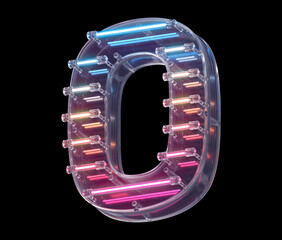 Sticker - Neon lines in a glass case font. Letter O. 