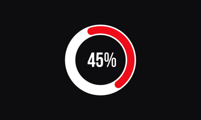 Circle Percentage Diagrams Showing 45% Ready-to-use for web Design, user interface (UI) or Infographic - Indicator with Red