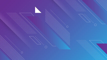Wall Mural - Abstract Modern Background with Vibrant Purple Blue Color Gradient and Memphis Element