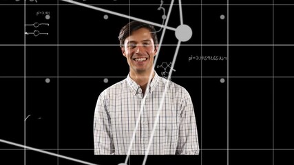 Wall Mural - Animation of mathematical equations over happy man