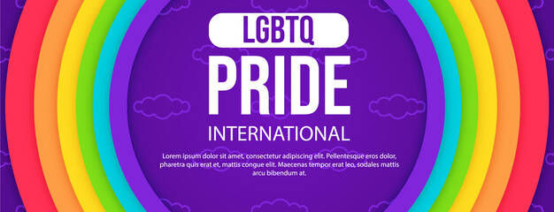 Wall Mural - Banner, poster of LGBT community, flag, rainbow and text LGBTQ international, pride