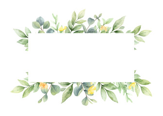 Wall Mural - Watercolor vector banner of with flowers and leaves.