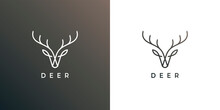 Deer Head Antler Line Icon. Elk Buck Symbol. Wild Animal Logo. Wilderness Sign. Vector Illustration.
