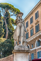 Fototapete - Statue in the iconic Piazza del Popolo, Rome, Italy