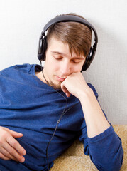 Wall Mural - Young Man in Headphones