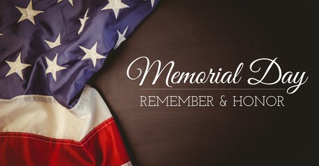 Wall Mural - Composition of memorial day text over american flag