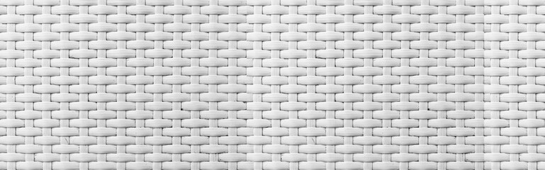 Panorama of White rattan wooden table top pattern and background seamless