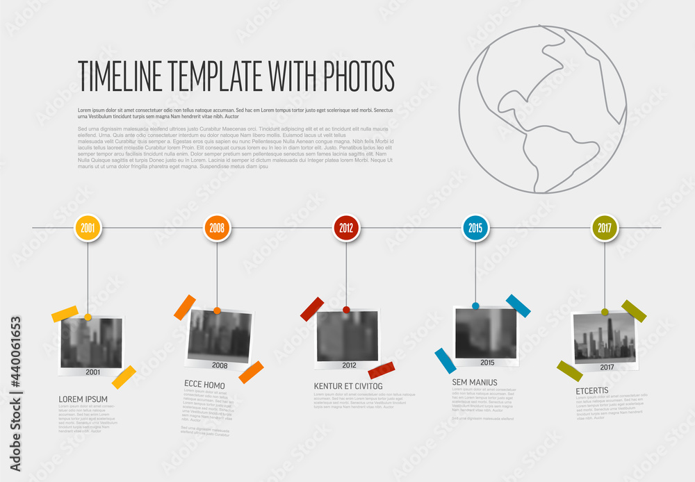 Infographic photo snapshots timeline template Stock Vector | Adobe Stock