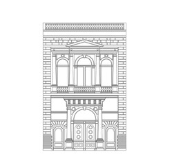 DRAWING OF HISTORICAL BUILDINGS OF VENICE, ANCIENT ITALIAN ARCHITECTURE IN GOTHIC AND NEOCLASSIC STYLE