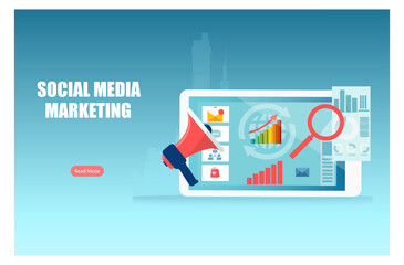Wall Mural - social media digital marketing, sales data analysis concept