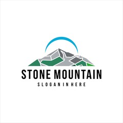 Wall Mural - peak rocky stone mountain logo for hiking adventure vector