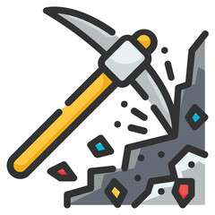 Wall Mural - pickaxe line icon