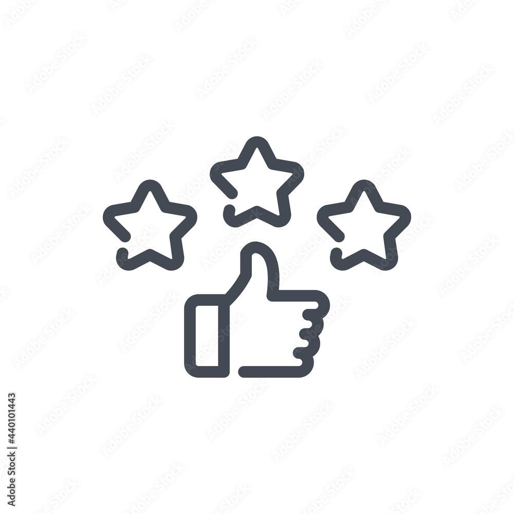 Customer satisfaction and positive feedback line icon. Thumb Up with ...
