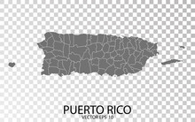 Transparent - Grey Map Of Puerto Rico. Vector Eps 10.